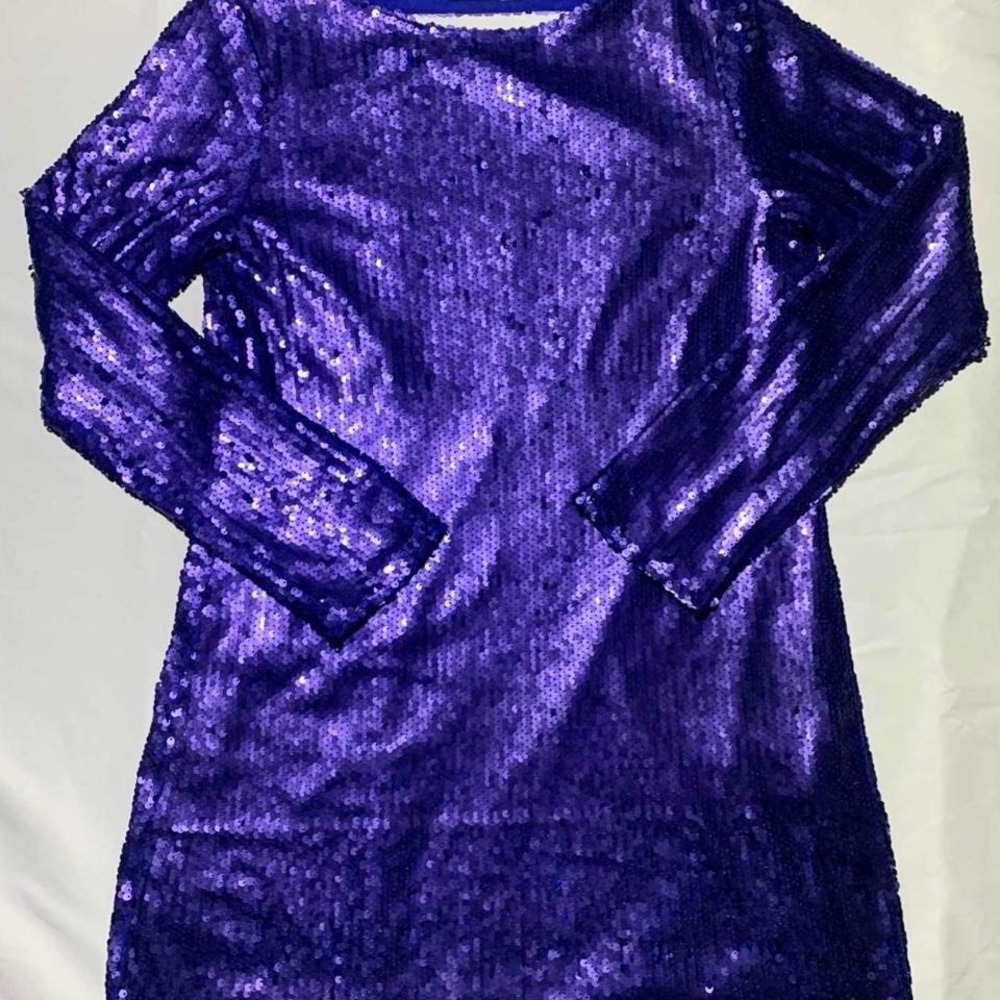 Nasty Gal Purple Sequin Mini Dress‎ Sz 2 80s Disco Retro Nightlux Party Festival